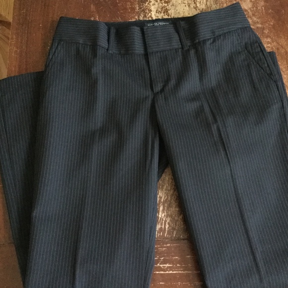 Banana Republic Ryan Fit Pin Stripe Trousers Stretch Wool Blend Lined Black Sz 6 - Picture 3 of 11